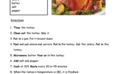 Thanksgiving Or Holiday Turke…: English Esl Worksheets Pdf &amp; Doc for How To Cook A Thanksgiving Turkey Worksheet
