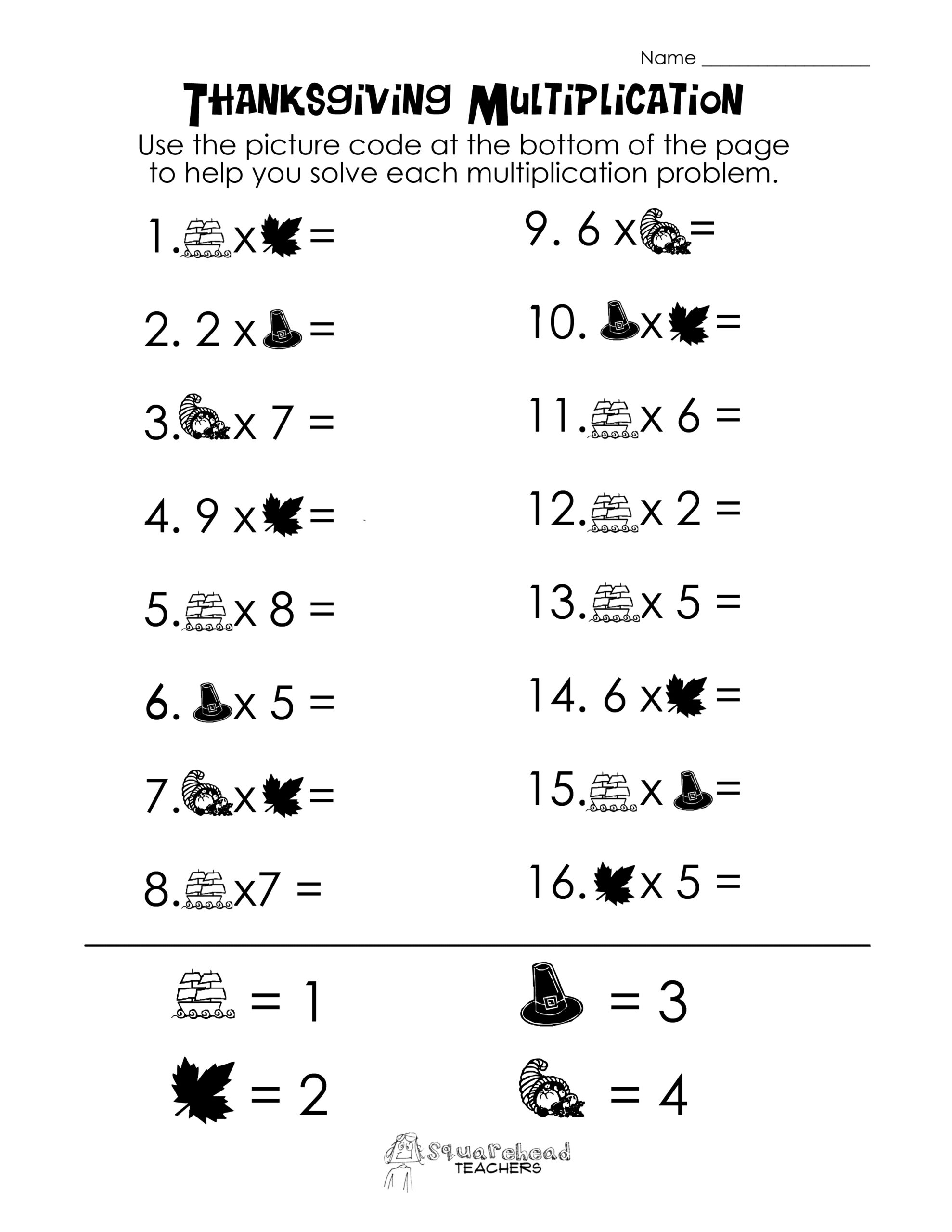 Thanksgiving Picture Math Worksheet | Squarehead Teachers pertaining to Thanksgiving Math Worksheets 6th Grade