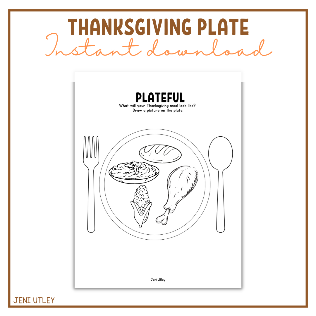 Thanksgiving Plate | Store | Jeni Utley for Thanksgiving Plate Worksheet