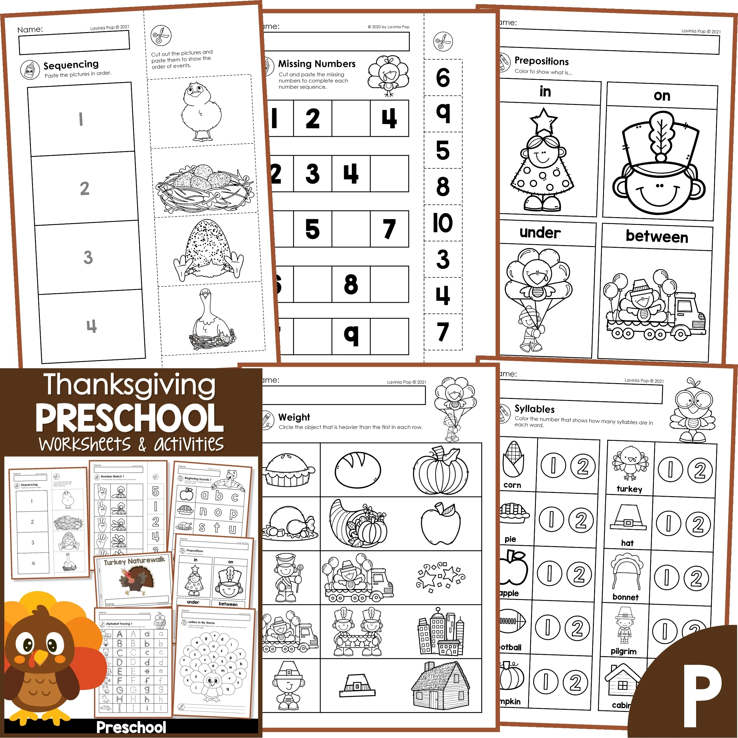 Thanksgiving Preschool Worksheets And Activities No Prep with regard to Thanksgiving Syllable Worksheets