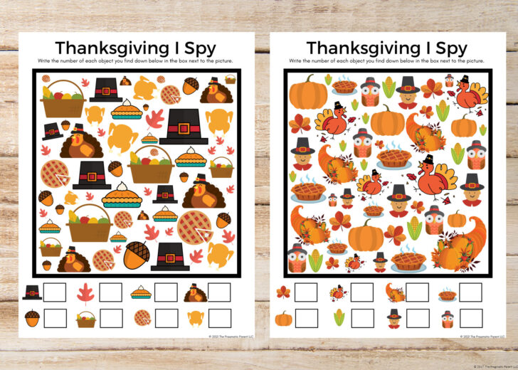 I Spy Thanksgiving Worksheet