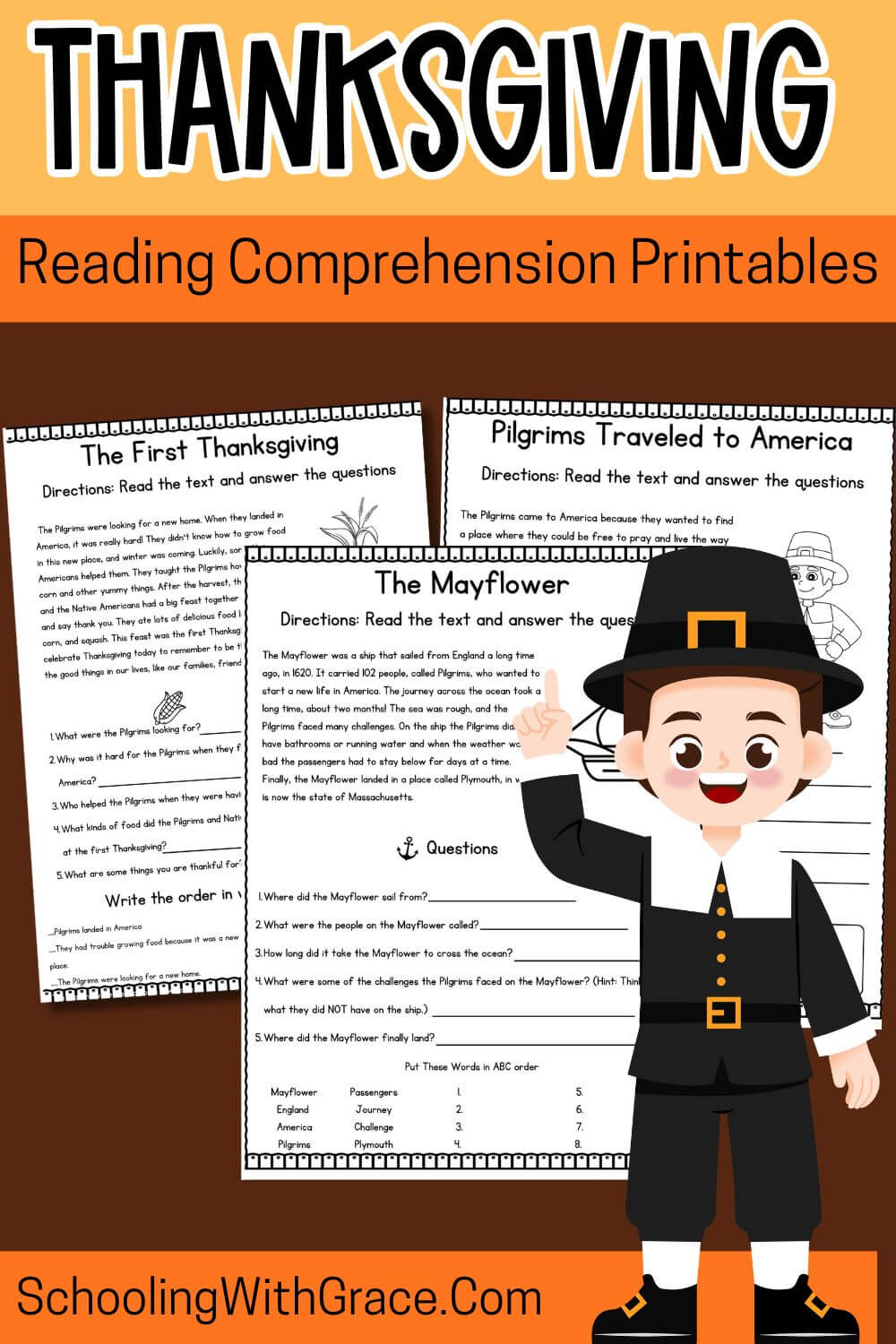 Thanksgiving Reading Comprehension Printables For Kids intended for First Thanksgiving Reading Comprehension Worksheet