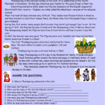Thanksgiving Reading Comprehension Worksheet For Reading Thanksgiving Worksheets