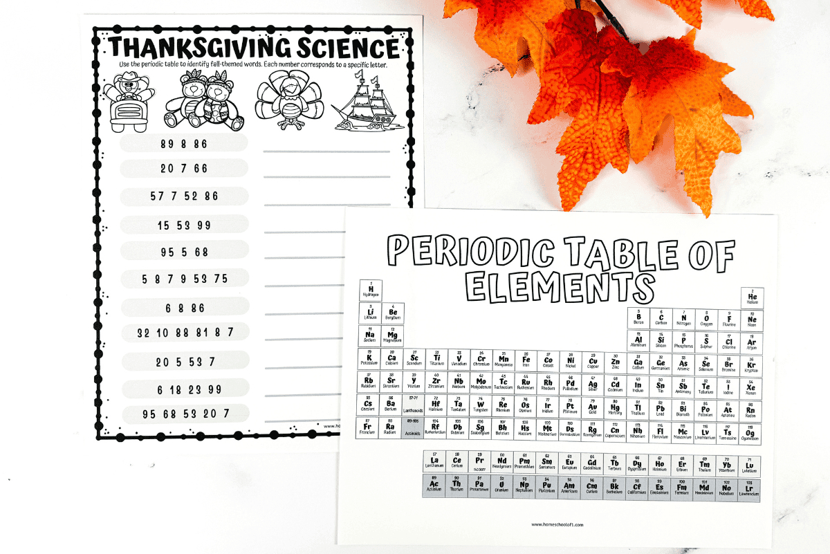 Thanksgiving Science Worksheet (Fun With The Periodic Table) intended for Chemistry Thanksgiving Worksheet