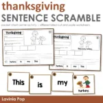 Thanksgiving Sentence Scramble With Cut And Paste Worksheets   In Regarding Cut And Paste Thanksgiving Worksheets