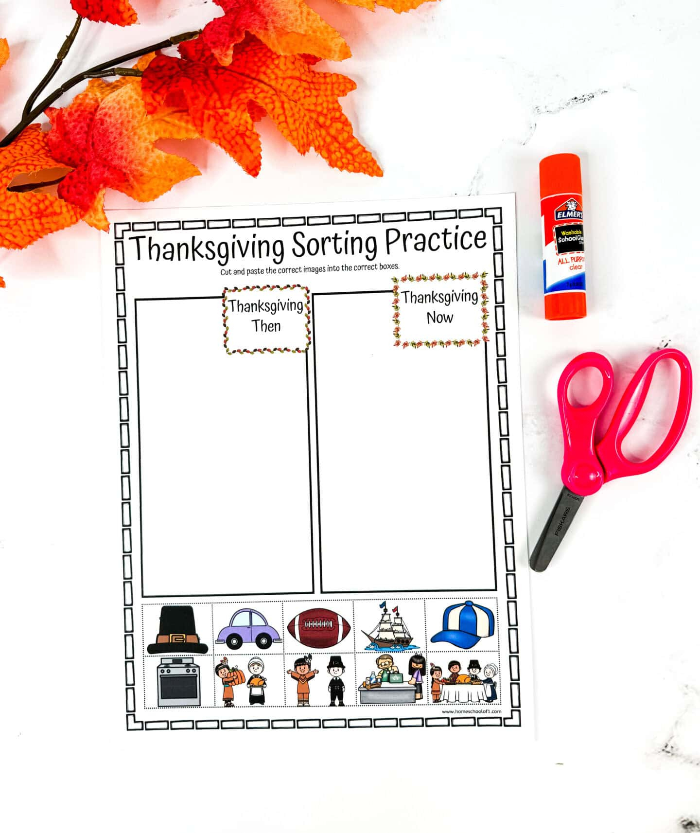 Thanksgiving Sorting Worksheet (Then And Now) intended for Thanksgiving Then And Now Worksheet