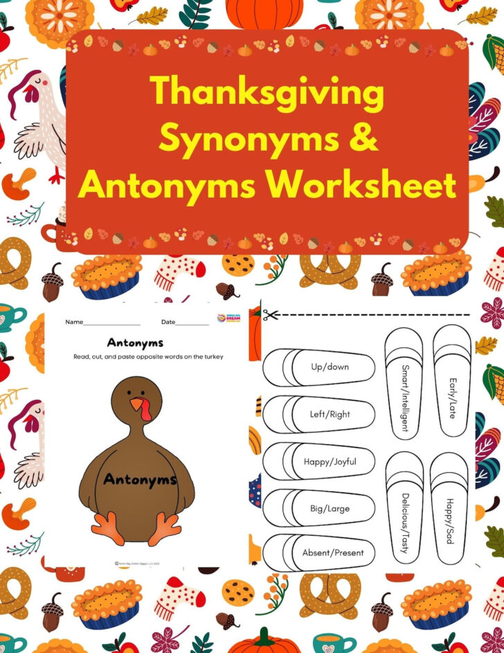 Thanksgiving Synonyms Worksheet