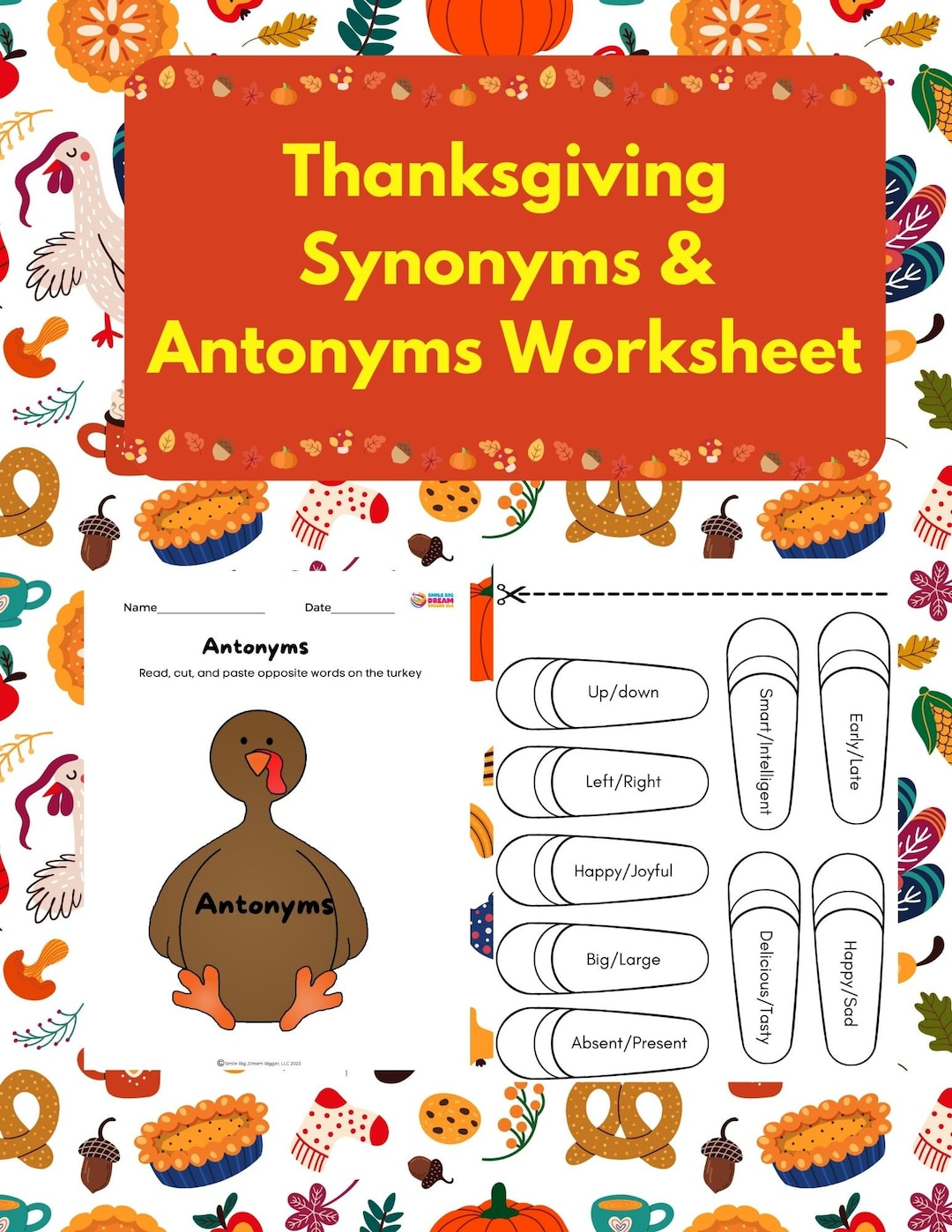 Thanksgiving Synonyms &amp;amp; Antonyms Worksheet Turkey Activities For regarding Thanksgiving Synonyms Worksheet