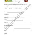 Thanksgiving Synonyms   Esl Worksheetsteveheintz With Thanksgiving Synonyms Worksheet