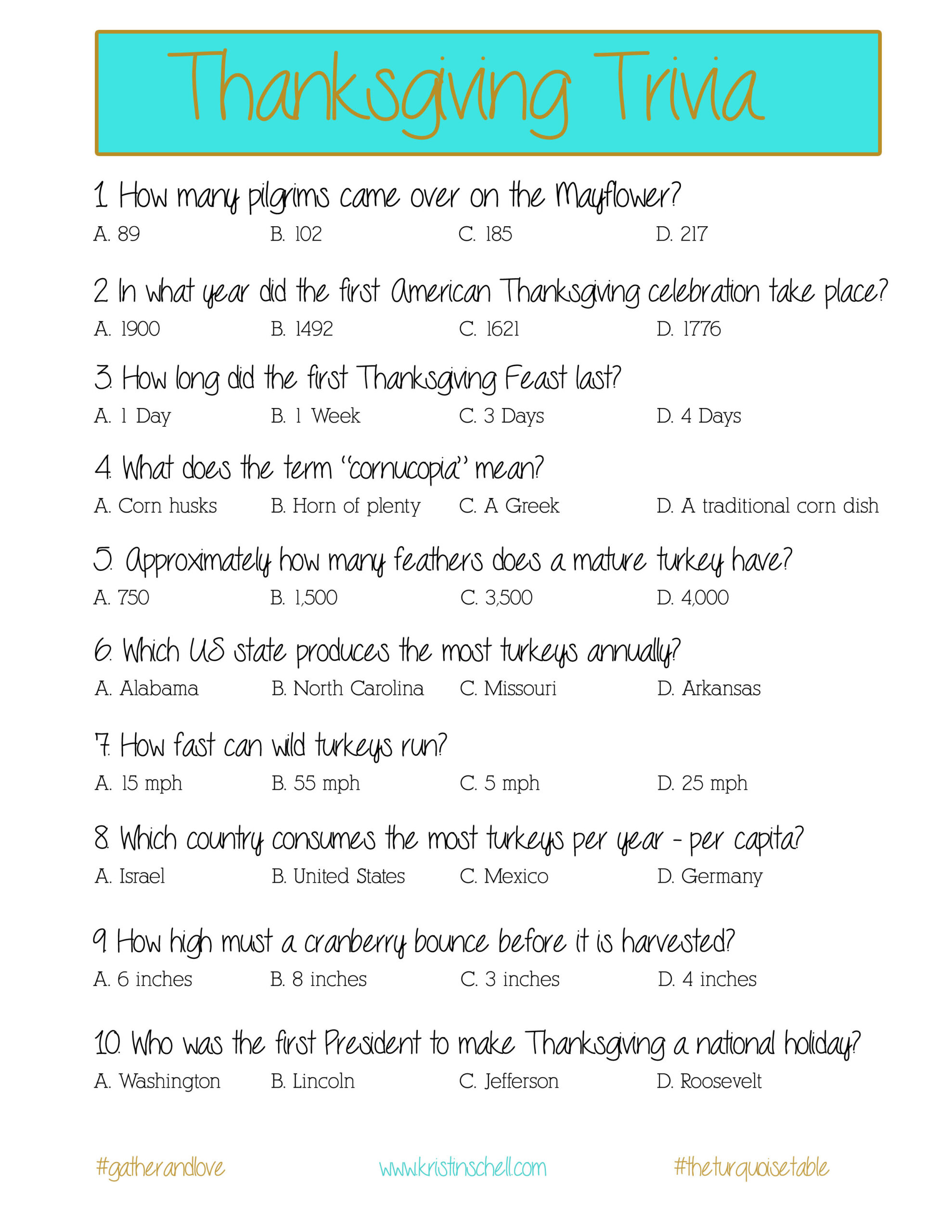 Thanksgiving Trivia {A Printable For Your Gathering} - The inside Thanksgiving Trivia Worksheet