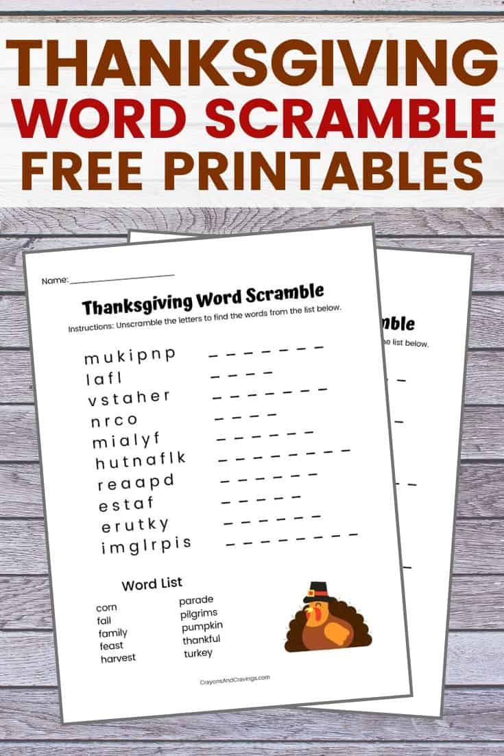 Thanksgiving Word Scramble Free Printable With Answer Key regarding Thanksgiving Word Scramble Worksheet Answers