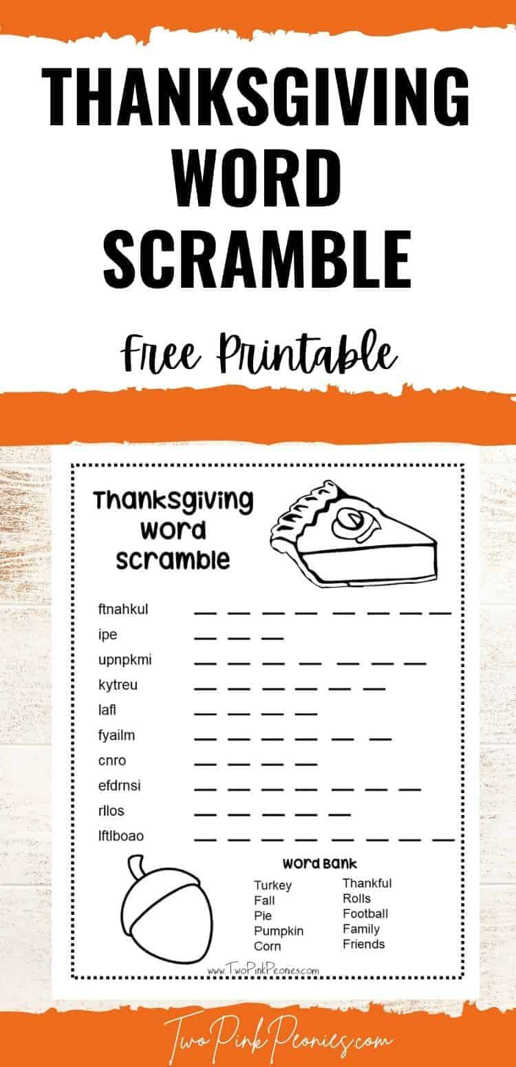 Thanksgiving Word Scramble With Answer Key {Instant Download} with Thanksgiving Word Scramble Worksheet Answers