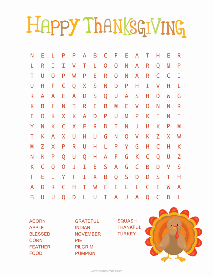 Thanksgiving Word Search Worksheets