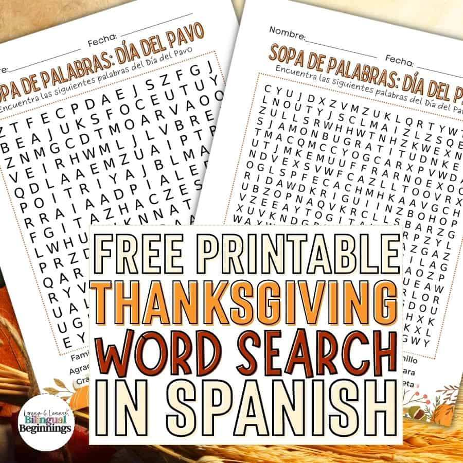 Thanksgiving Word Search Printable In Spanish [Free Printable intended for Thanksgiving Worksheets In Spanish Free