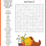 Thanksgiving Word Search With Thanksgiving Word Scramble Worksheet