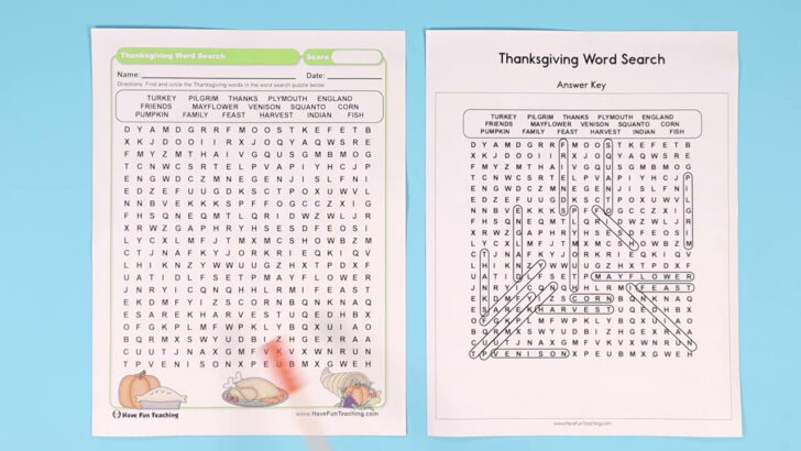 Thanksgiving Challenge Worksheet Answer Key