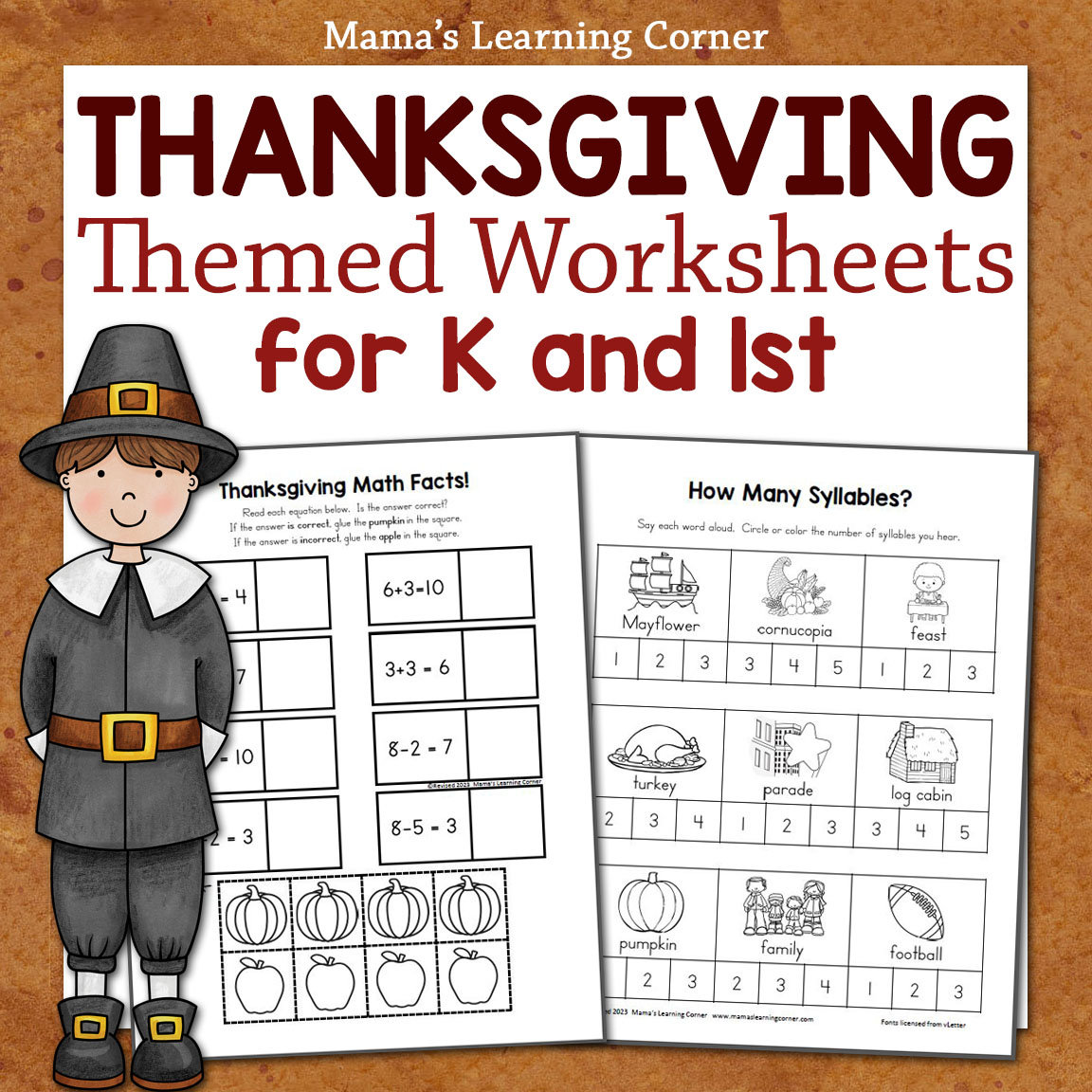 Thanksgiving Worksheet Packet For Kindergarten And First Grade pertaining to Thanksgiving Worksheet 1st Grade