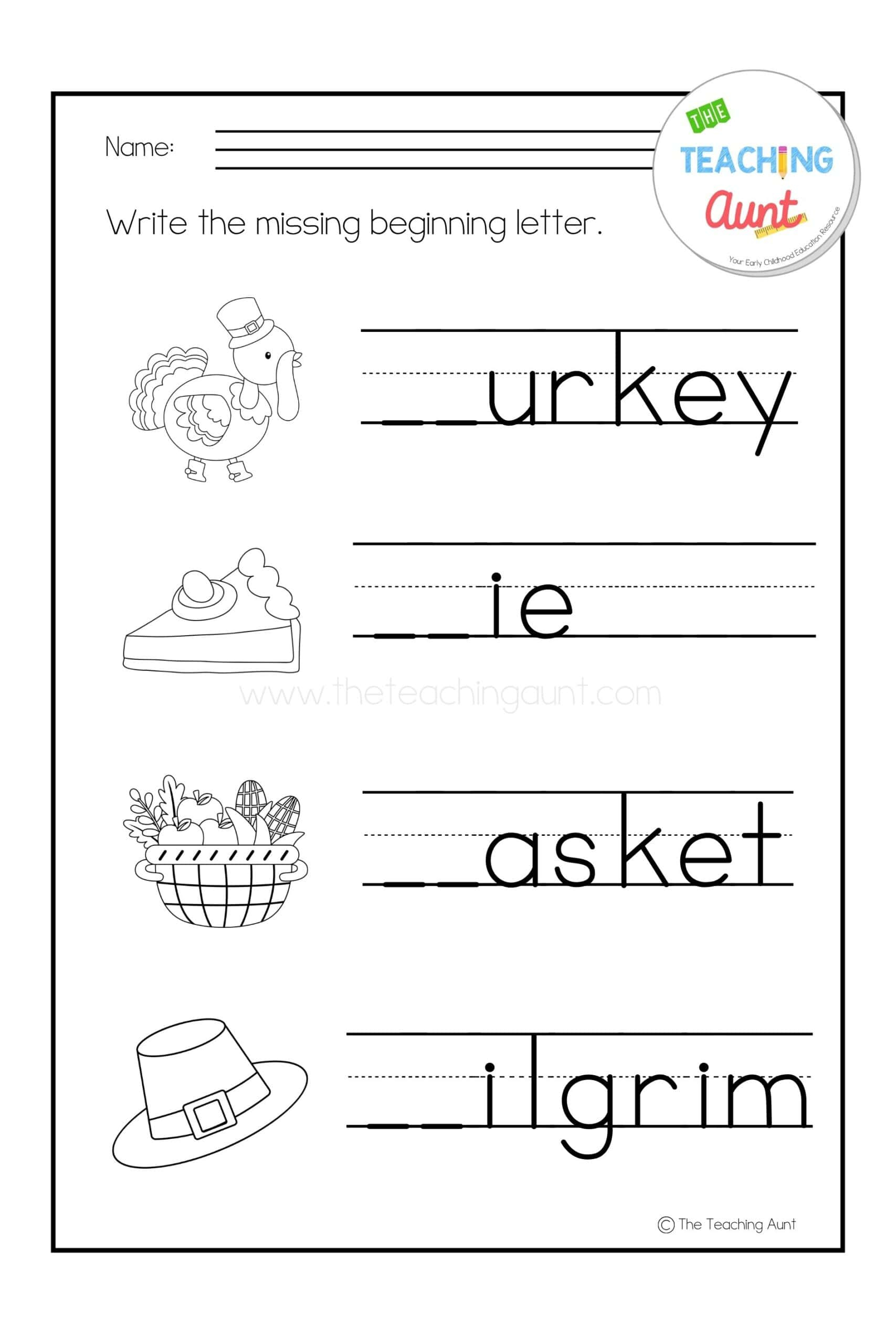 Thanksgiving Worksheets For Preschool - The Teaching Aunt in Free Printable Thanksgiving Worksheets For Preschool