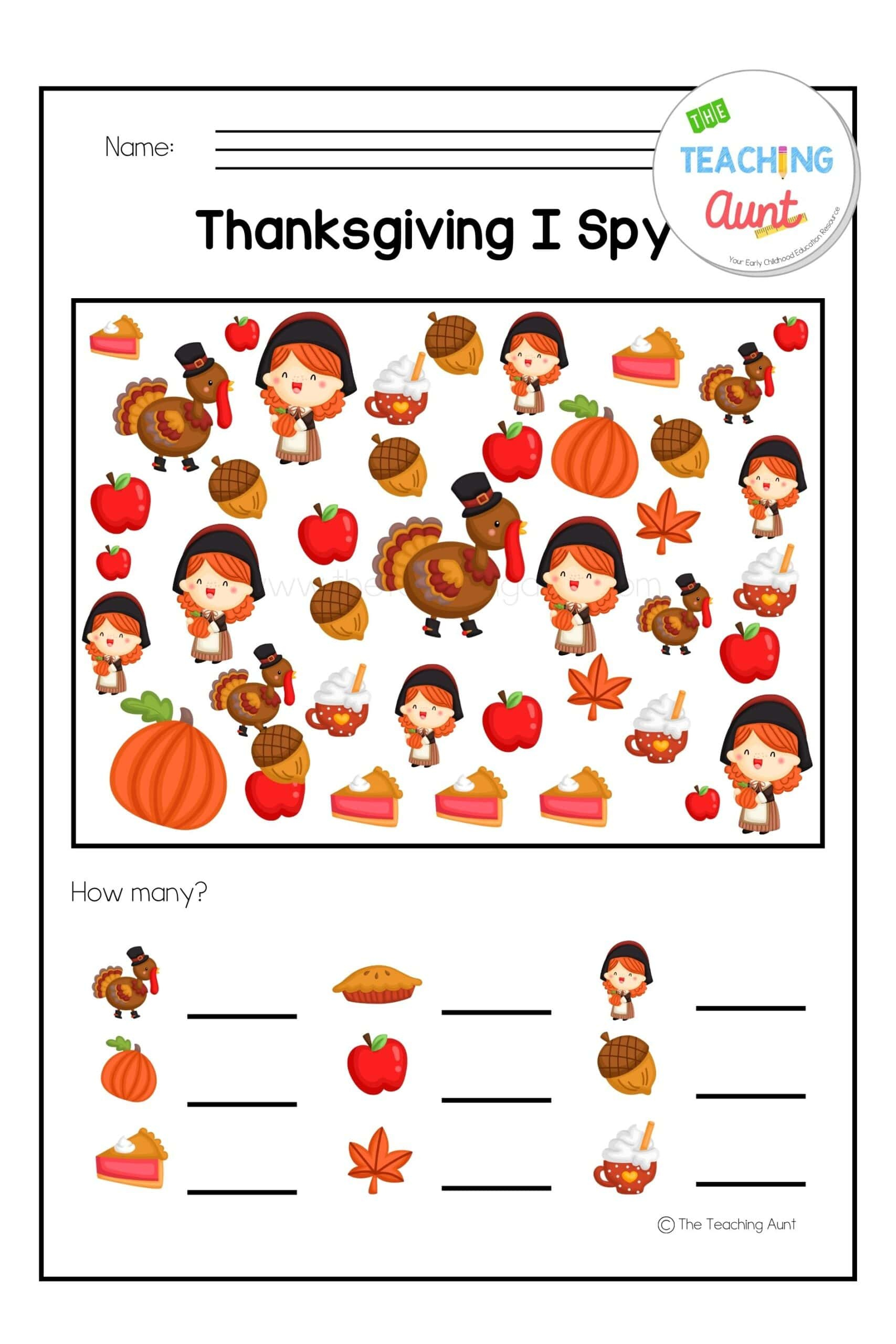 Thanksgiving Worksheets For Preschool - The Teaching Aunt inside Thanksgiving Prek Worksheets