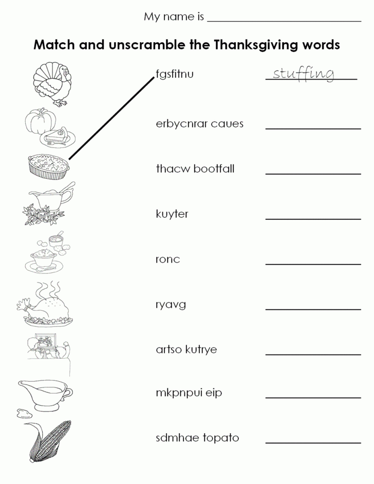 Thanksgiving Worksheets For Elementary Students