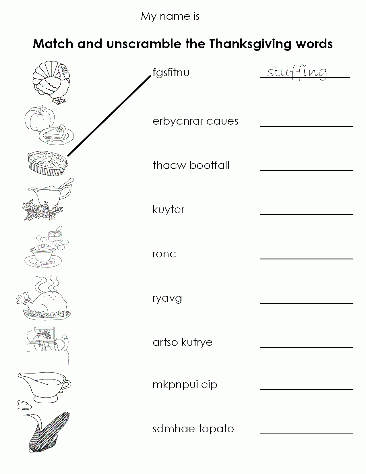 Thanksgiving Worksheets within Thanksgiving Worksheets For Elementary Students