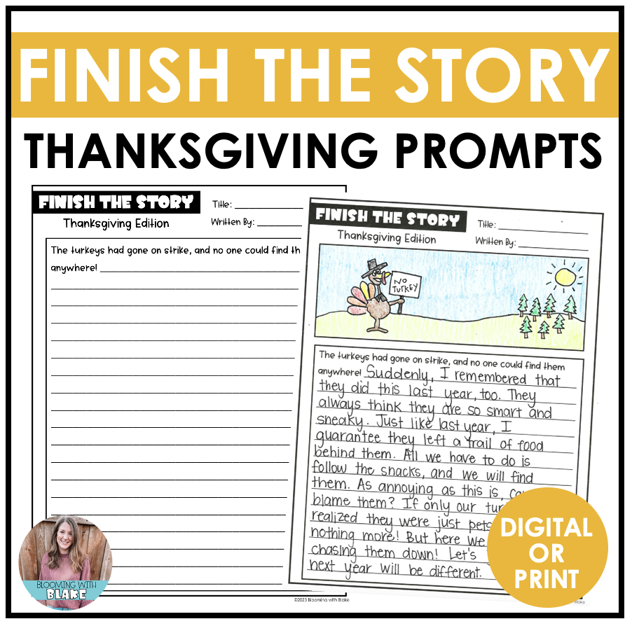 Thanksgiving Writing Activity Finish The Story Creative Writing regarding Thanksgiving Creative Writing Worksheets