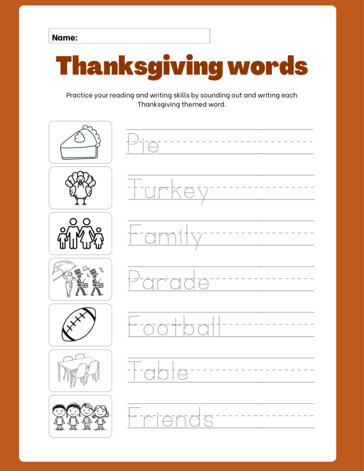 Thanksgiving Pre Writing Worksheets