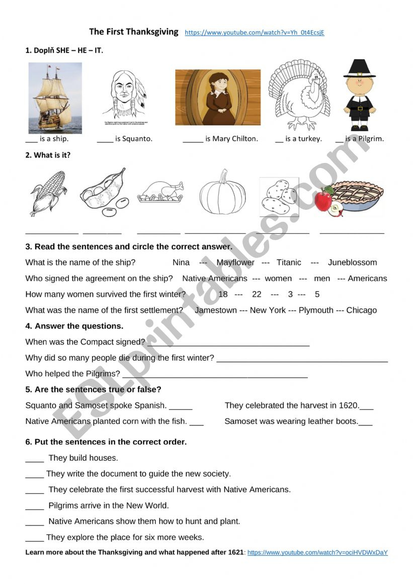 The First Thanksgiving - Esl Worksheetedemianova pertaining to The First Thanksgiving Worksheet Answers