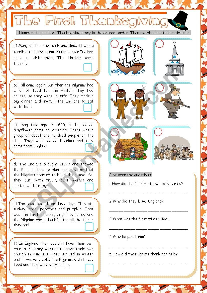 the first thanksgiving esl worksheetkissnetothedit throughout the first thanksgiving worksheets The First Thanksgiving - Esl Worksheetkissnetothedit throughout The First Thanksgiving Worksheets