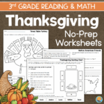 Third Grade Thanksgiving Math & Reading Activities | Madeteachers For 3rd Grade Thanksgiving Worksheets