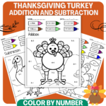 Turkey Math Thanksgiving Colornumber Thanksgiving Math For Thanksgiving Math Coloring Worksheets