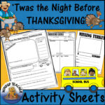 Twas The Night Before Thanksgiving Activity Sheets | Madeteachers With Twas The Night Before Thanksgiving Worksheets