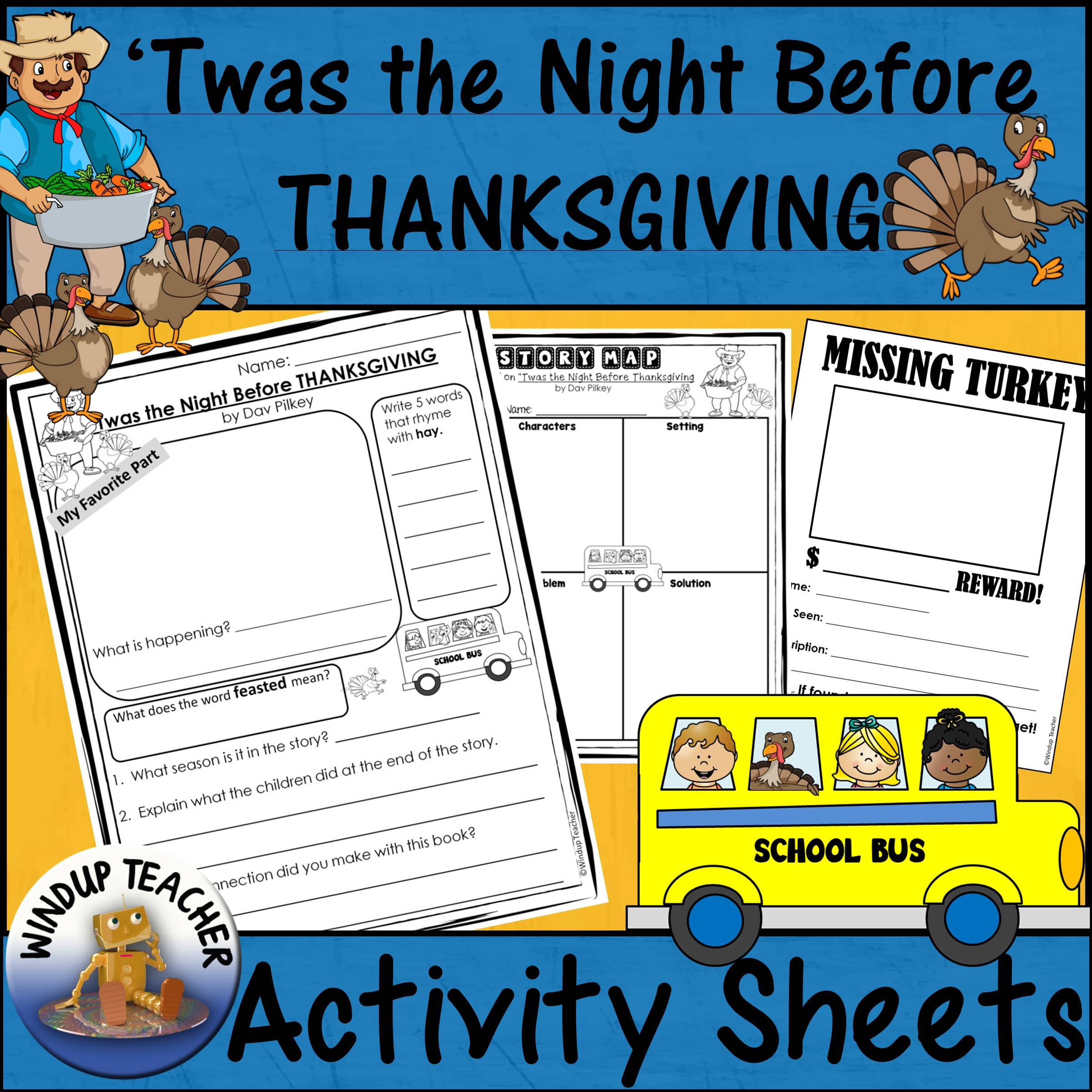 Twas The Night Before Thanksgiving Activity Sheets | Madeteachers with Twas The Night Before Thanksgiving Worksheets