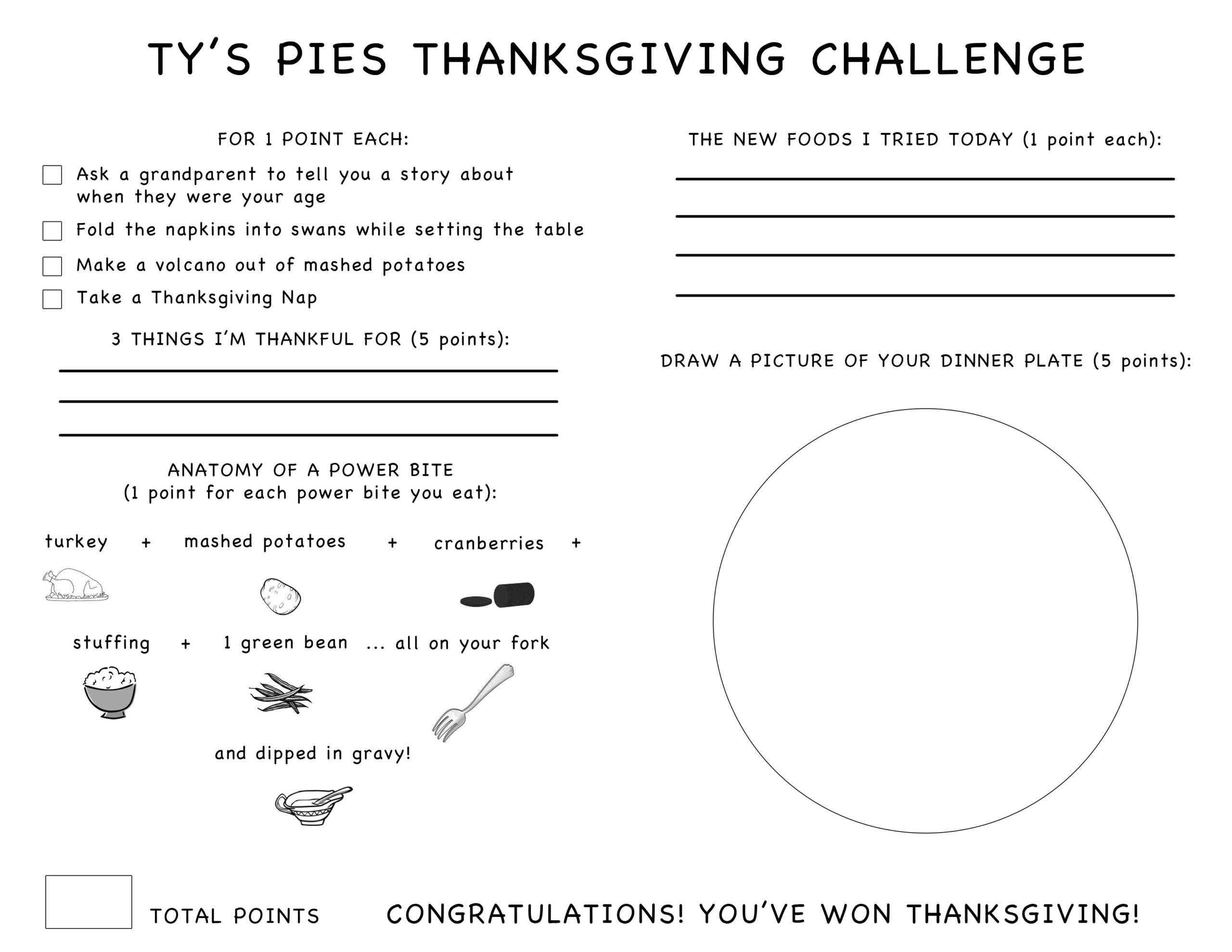 Ty&amp;#039;S Thanksgiving Challenge throughout Thanksgiving Challenge Worksheet