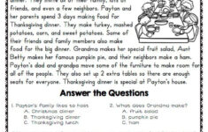 Wh Question Worksheets 6Cc within Thanksgiving Literacy Worksheets