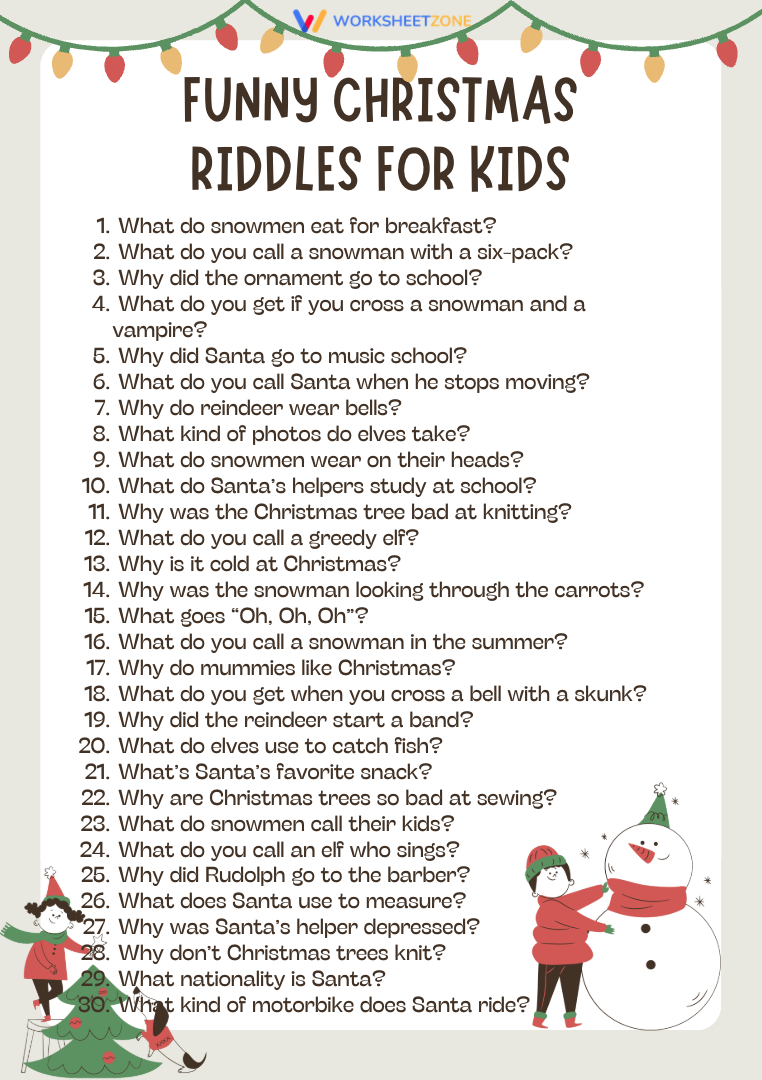 100+ Christmas Riddles For Kids That Spark Holiday Joy inside Christmas Riddles Worksheets