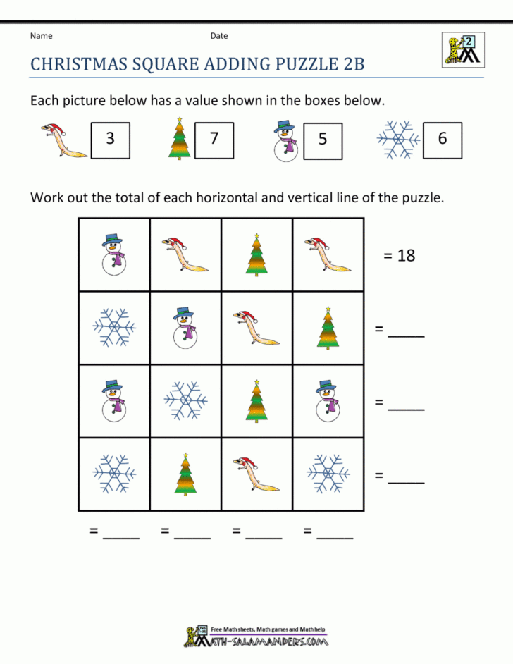 Christmas Worksheets For 2nd Grade