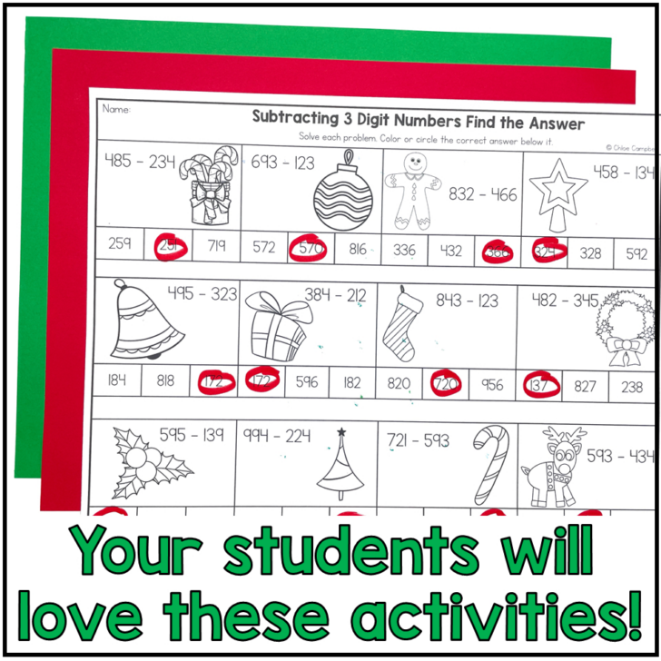 Christmas Subtraction with Regrouping Worksheets Christmas Subtraction with Regrouping Worksheets