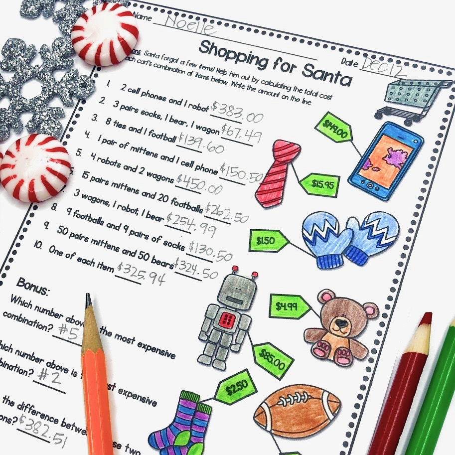 5 Fun Christmas Math Worksheets For Upper Elementary Classrooms with regard to Christmas Shopping Math Worksheets