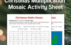 6, 7, 8 And 9 Times Tables Christmas Multiplication Mosaic Worksheet with Christmas Maths Mosaic Worksheets