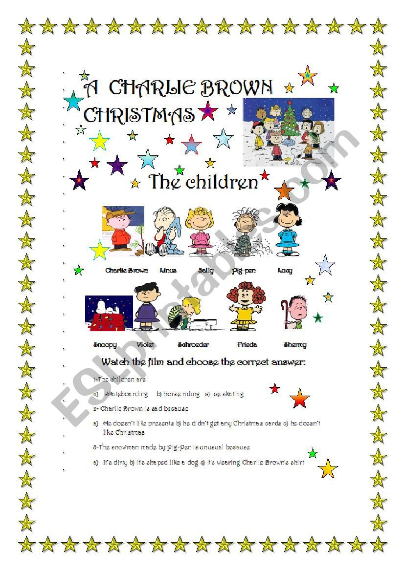 A Charlie Brown Christmas- Film Part 1/3 - Esl Worksheetmarta in Charlie Brown Christmas Worksheets