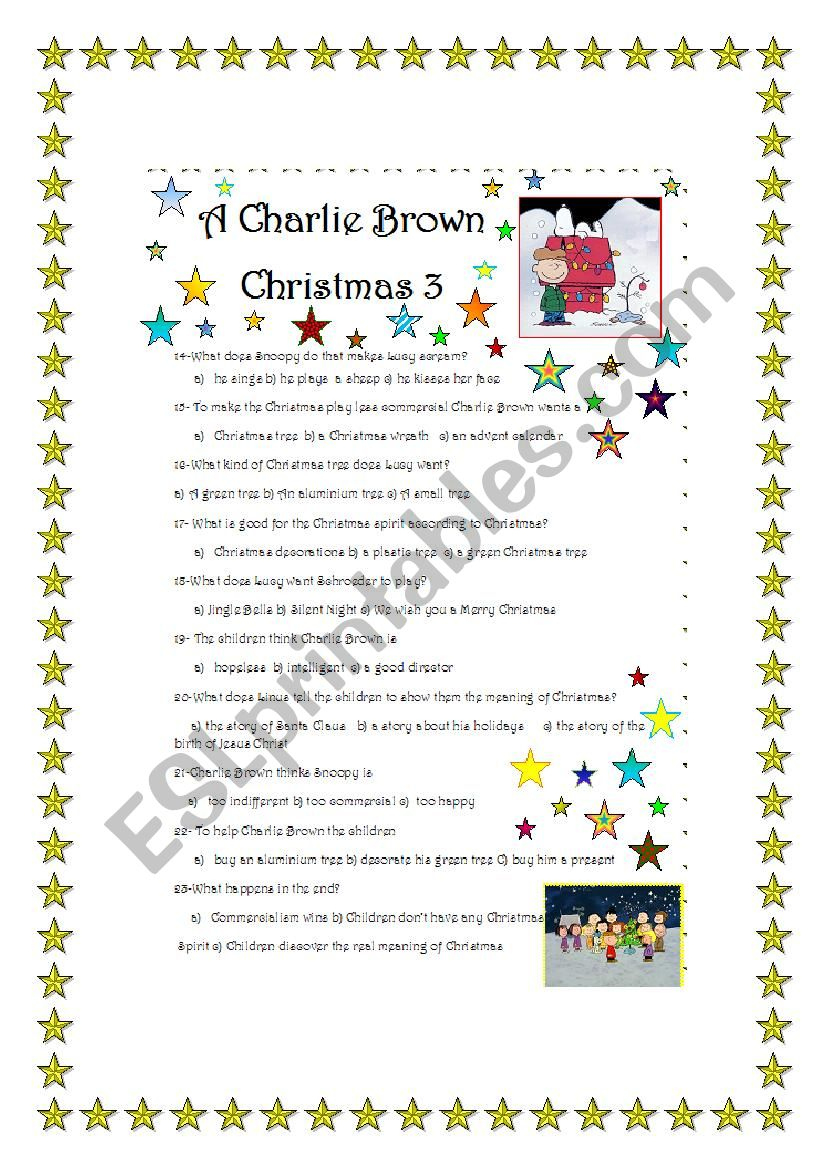 A Charlie Brown Christmas- Film Part 3/3 - Esl Worksheetmarta intended for Charlie Brown Christmas Worksheets
