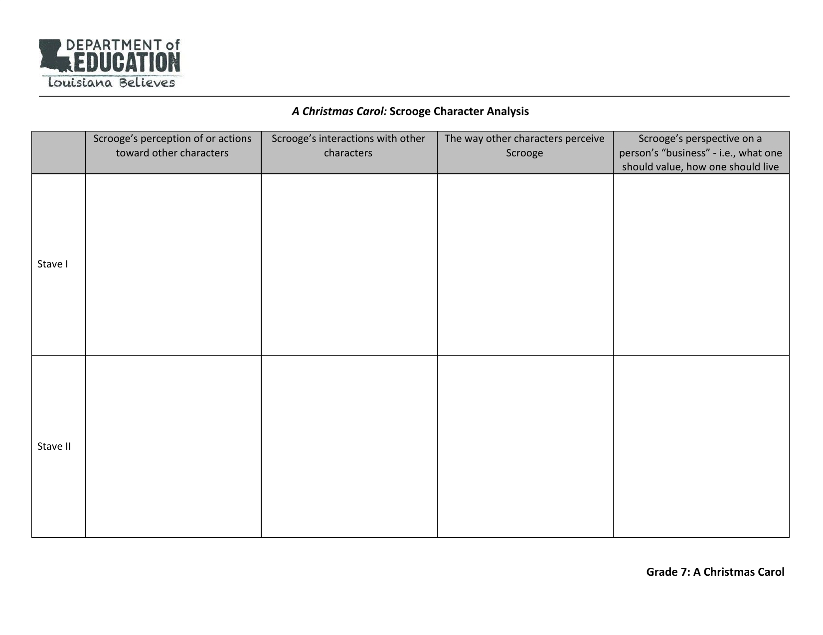A Christmas Carol: Scrooge Character Analysis Worksheet throughout A Christmas Carol Character Analysis Worksheets
