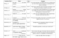 A Christmas Carol Vocabulary Worksheet with A Christmas Carol Vocabulary Worksheets Answers