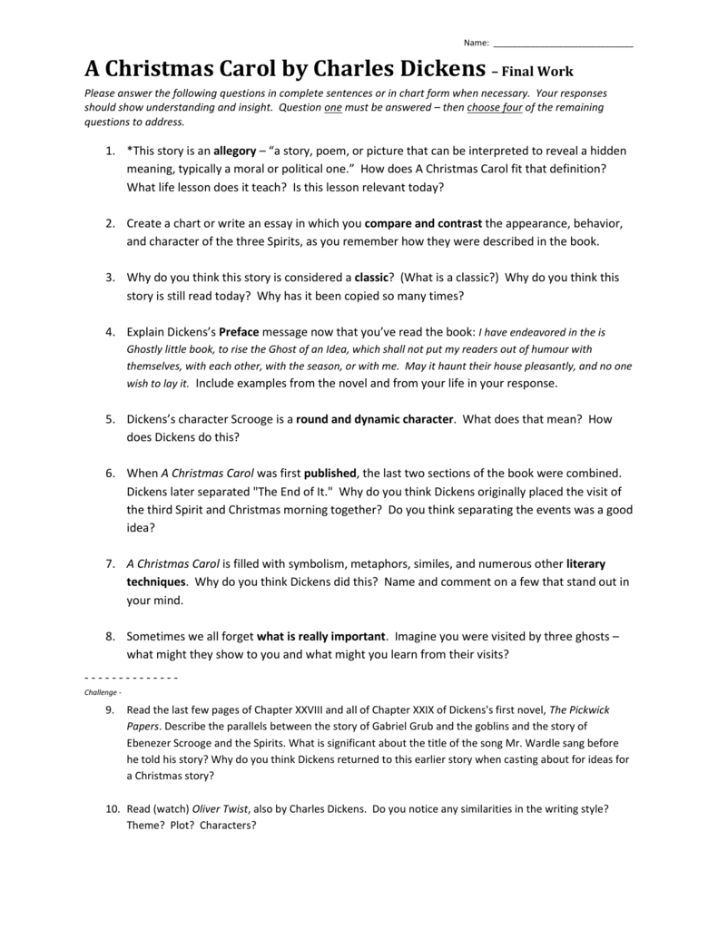 A Christmas Carol Worksheet: Analysis &amp;amp; Questions inside A Christmas Carol Allegory Worksheets