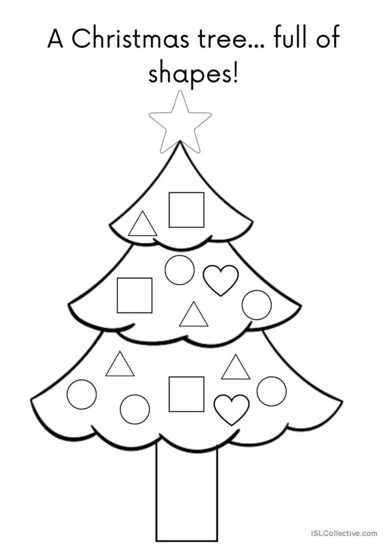 A Christmas Tree Full Of Shapes Pict…: English Esl Worksheets Pdf within Christmas Tree Shapes Worksheets