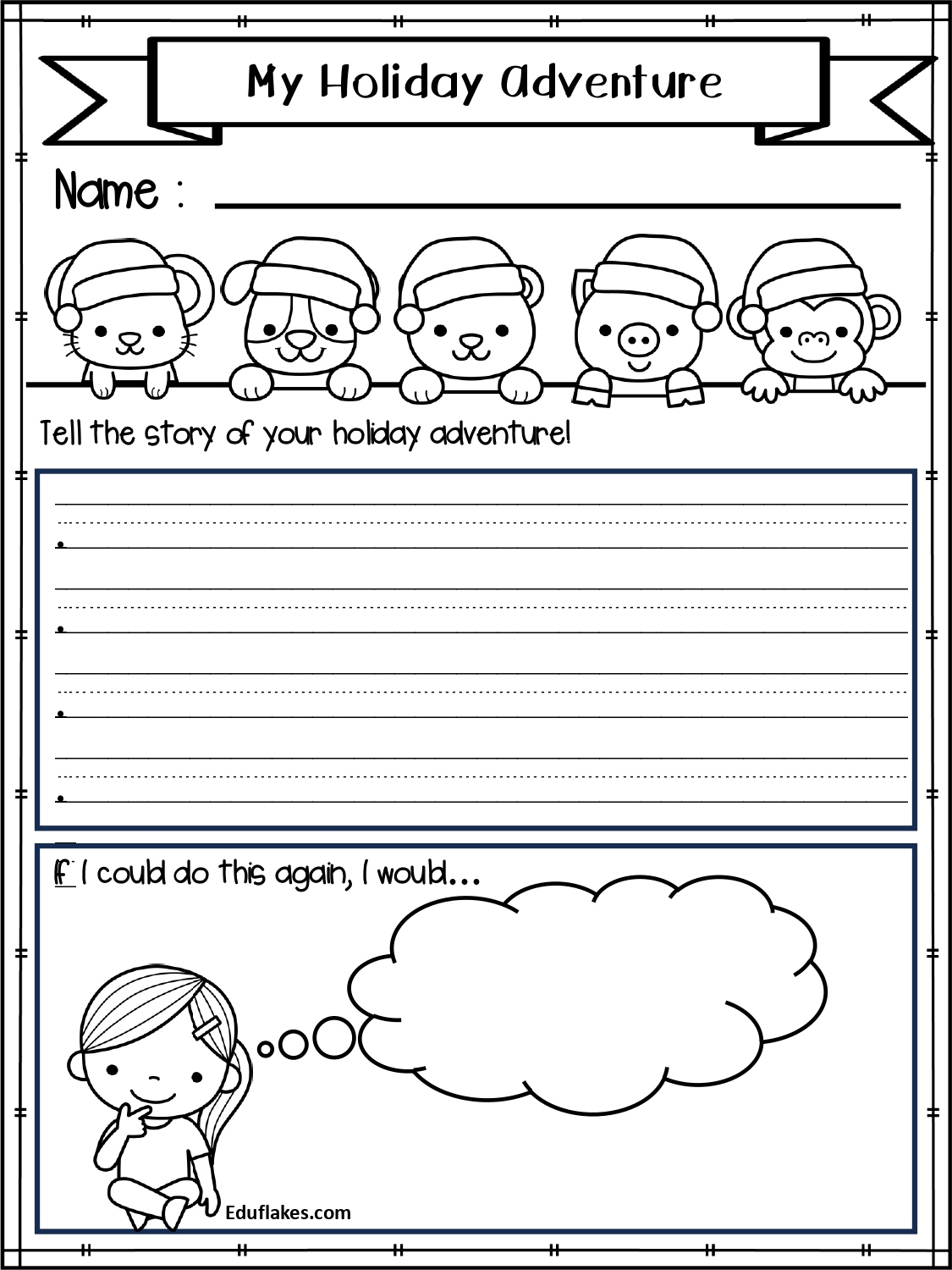 All About My Holiday - Kindergarten Creative Writing - Free Pdf regarding What Christmas Means To Me Worksheets