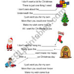 All I Want For Christmas Is You (Easy, For Kids)   Esl Worksheet Pertaining To All I Want For Christmas Worksheets
