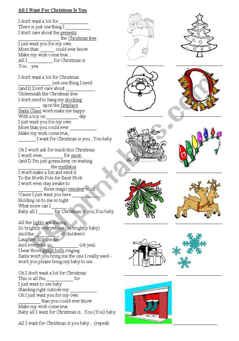 All I Want For Christmas Is You - Esl Worksheetcelineclark for All I Want For Christmas Is You Worksheets
