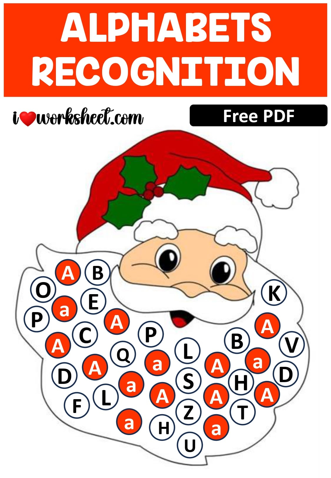 Alphabets Identification Christmas Theme Free Pdf Printable - I for Christmas Letter Recognition Worksheets